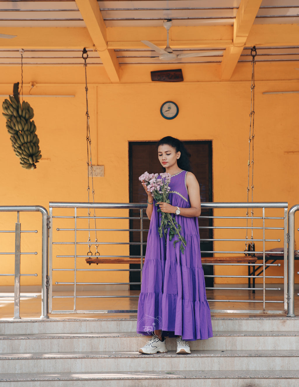 Layerd maxi dress with handwork