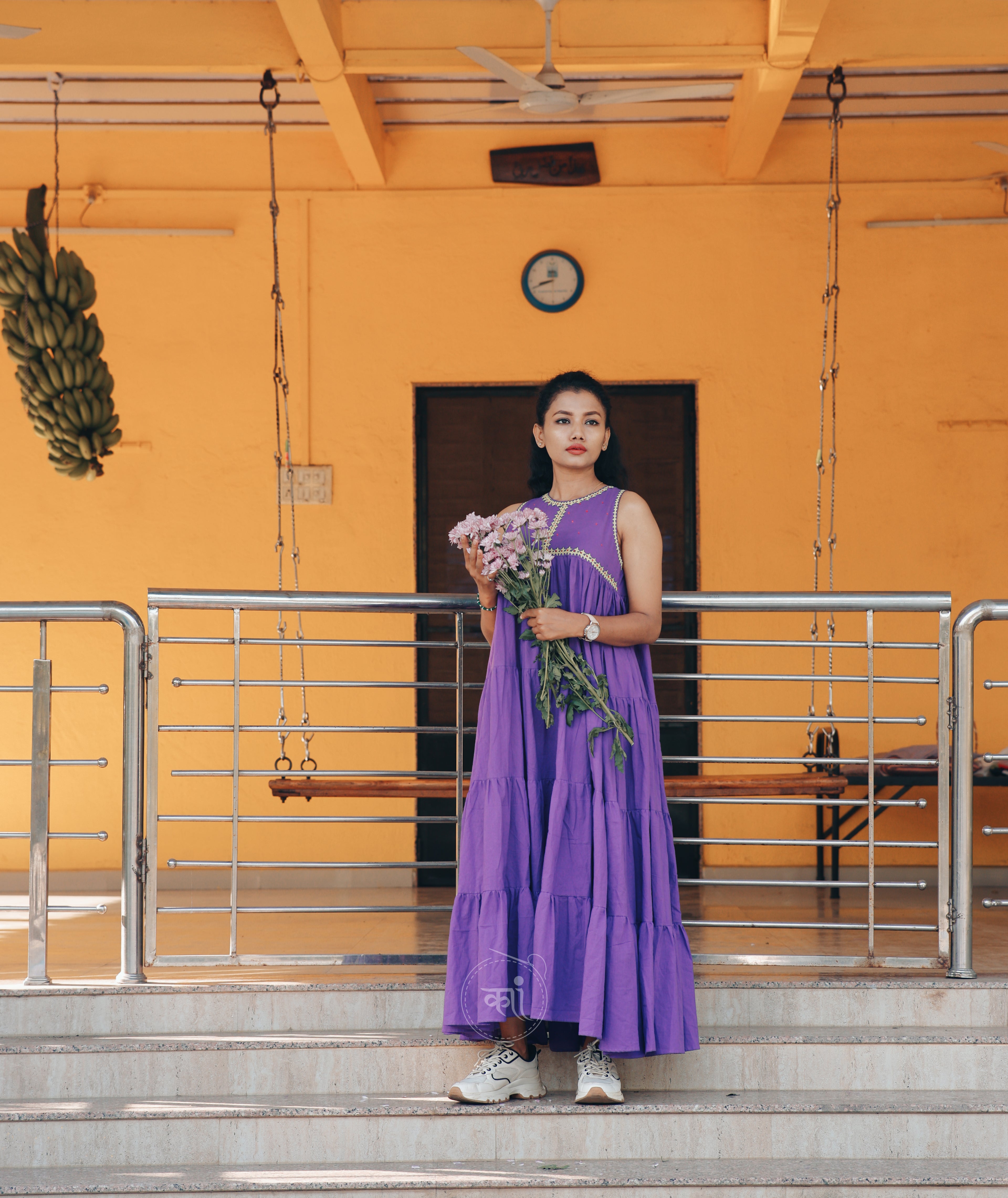 Layerd maxi dress with handwork