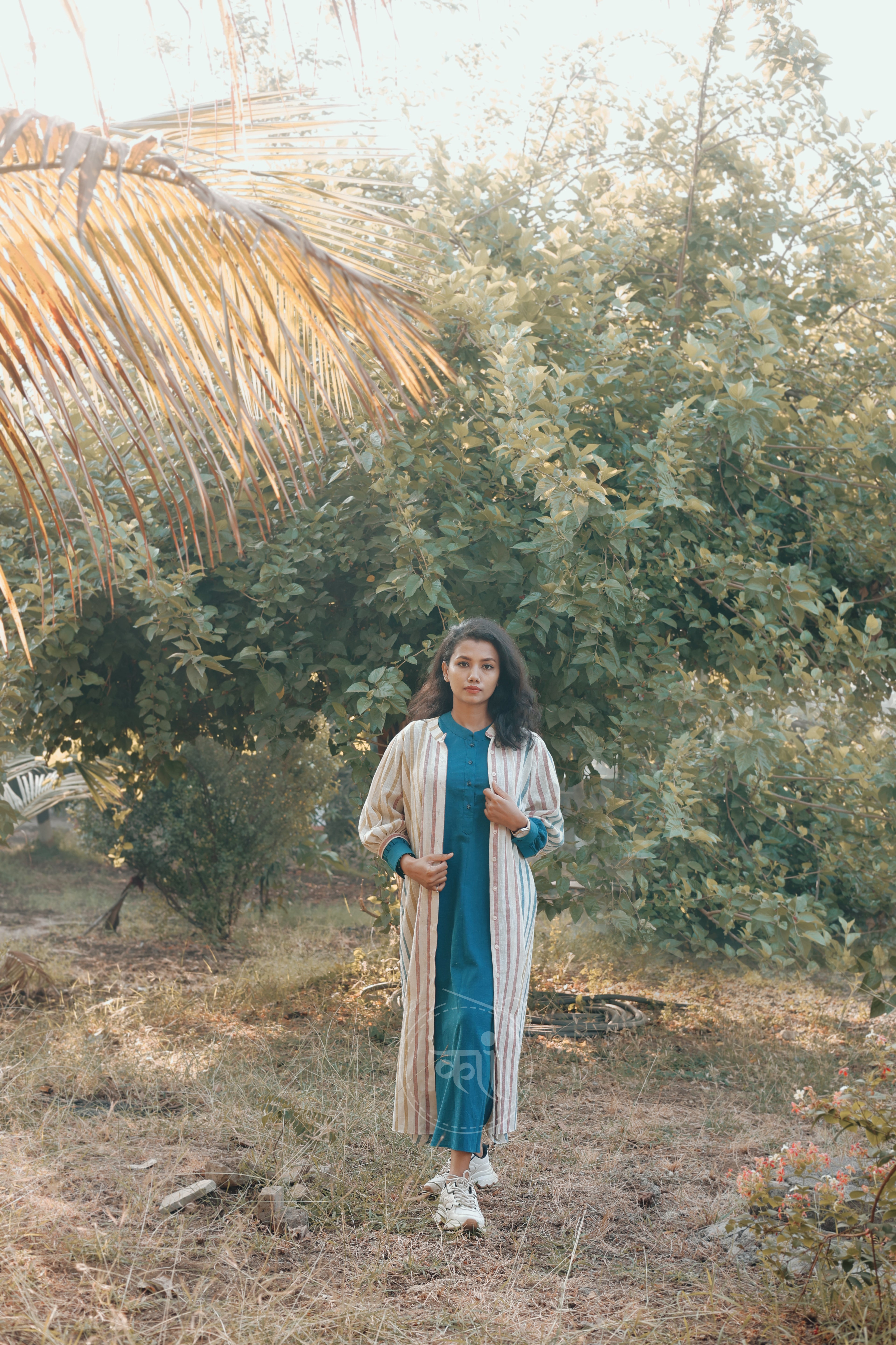 Long kurta style shirt with shirt strip jacket