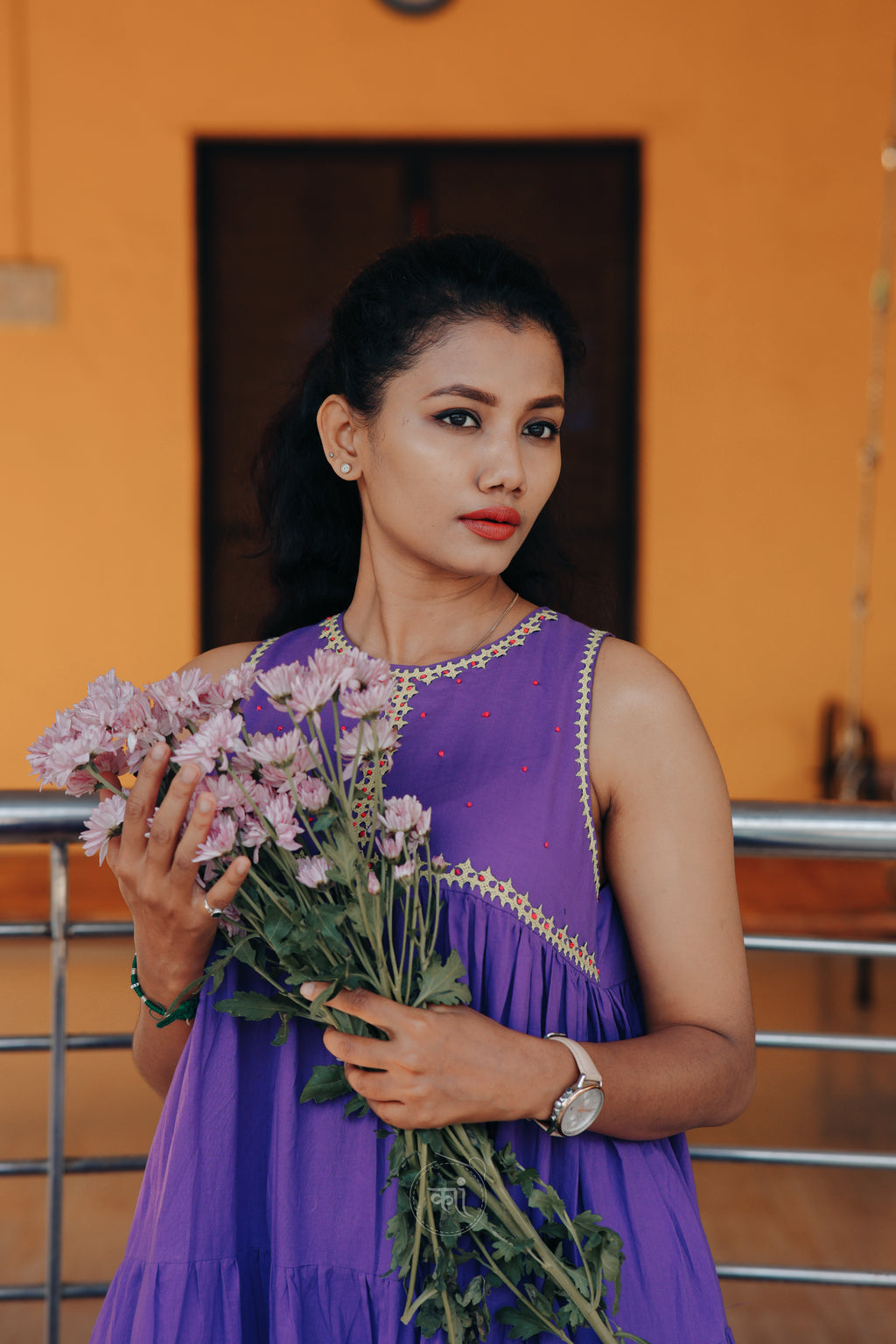 Layerd maxi dress with handwork