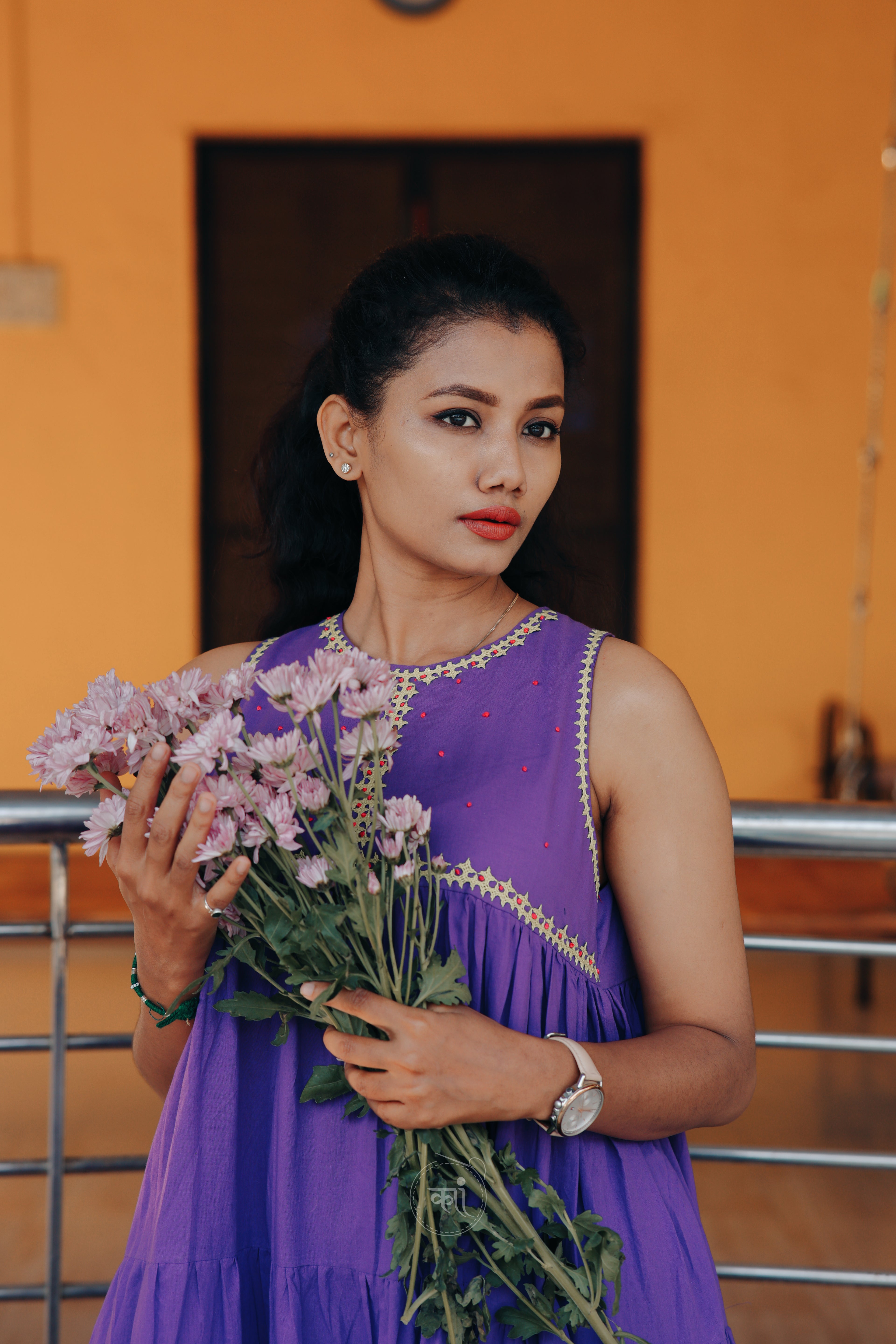 Layerd maxi dress with handwork